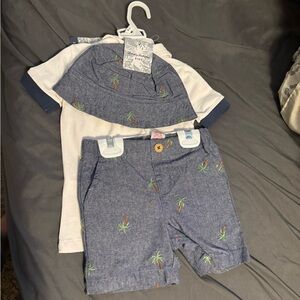Blue Palm Tree Baby Outfit Set